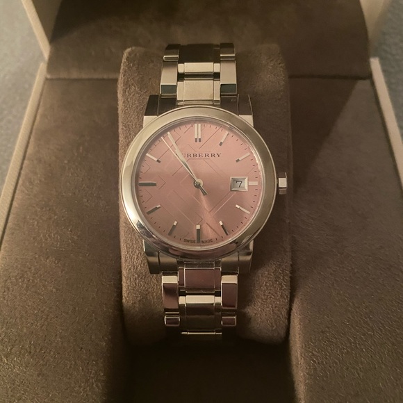 Burberry Stainless Steel Pink Dial Women’s Watch - Picture 1 of 8